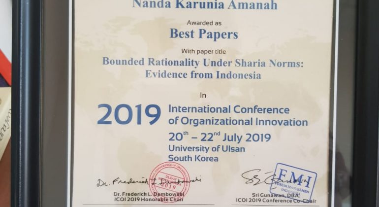Best Paper Award ICOI 2019